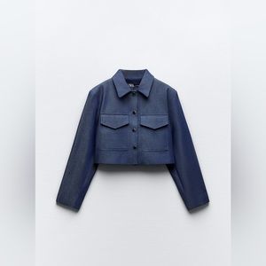 BNWT Zara Shoulder Pad Cropped Jacket(Indigo)